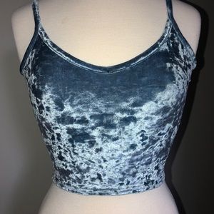 Urban Outfitters Blue Velvet Cropped Tank